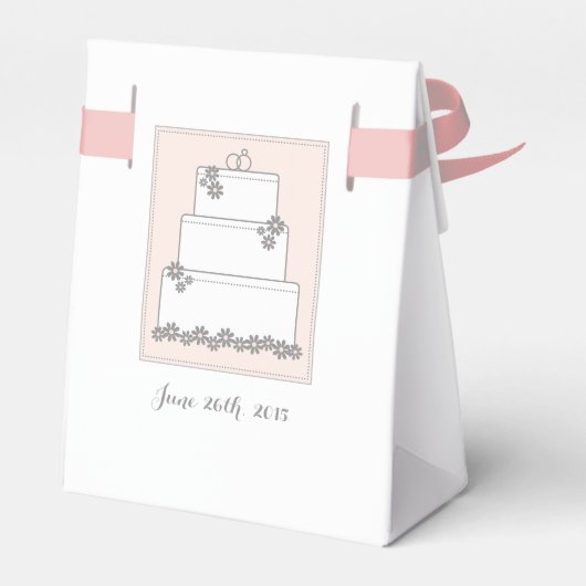 ピンク結婚のケーキ披露宴お願い箱 フェイバーボックス (裏面サイド)