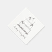 ピンク結婚のケーキ披露宴デザートナプキン スタンダードカクテルナプキン (角)