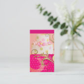 ピンク結婚のケーキ/ベーカリー/パティシセリ 名刺 (スタンド正面)