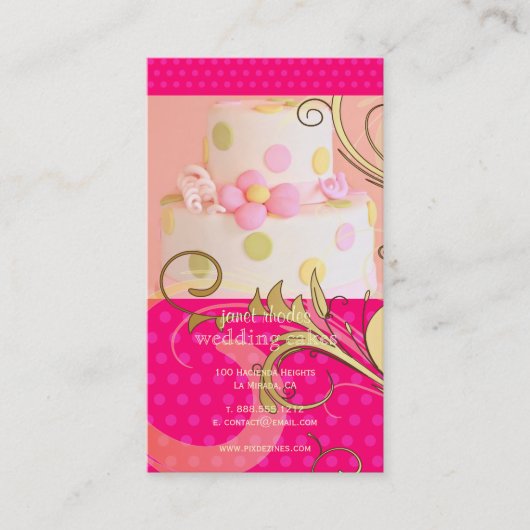 ピンク結婚のケーキ/ベーカリー/パティシセリ 名刺 (正面)