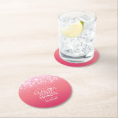 ピンク結婚のシャンパン紙コースター ラウンドペーパーコースター (インサイチュ)