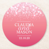 ピンク結婚のシャンパン紙コースター ラウンドペーパーコースター (正面)
