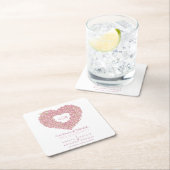 ピンク結婚のチューリップハートブーケインクスケッチ スクエアペーパーコースター (インサイチュ)