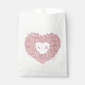 ピンク結婚のチューリップ花ハート花束モノグラム フェイバーバッグ (正面)