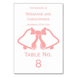 ピンク結婚のテーブル番号カードベルとリボン テーブルナンバー