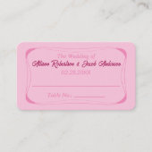 ピンク結婚のテーブル番号座席表 プレイスカード (正面)