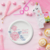 ピンク結婚のバラが入ったアーカスタムト紙プレート ペーパープレート (パーティー)