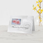 ピンク結婚のバラで記念日を祝う カード (黄色い花)