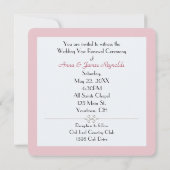 ピンク結婚のバラ誓の更新 招待状 (裏面)