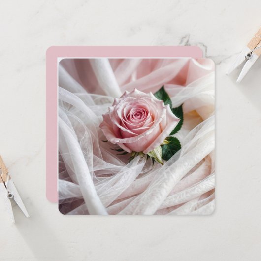 ピンク結婚のバラ誓の更新 招待状 (正面/裏面インサイチュ)