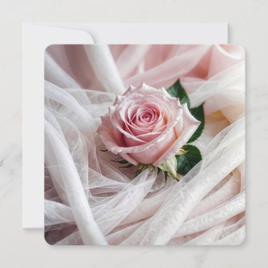 ピンク結婚のバラ誓の更新 招待状 (正面)