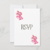ピンク結婚のベルRSVP 出欠カード (裏面)