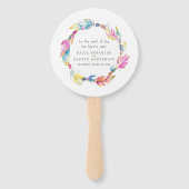 ピンク結婚のボーホフェザーとビーズのプログラムファン ハンドファン (正面)