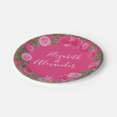 ピンク結婚のモダンフローラ ペーパープレート (アングル)