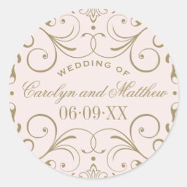 ピンク結婚のモノグラム |アンティーク金ゴールドの隆盛 ラウンドシール