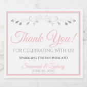 ピンク結婚のワきらめくインボトルラベル スパークリングワインラベル (シングルラベル)