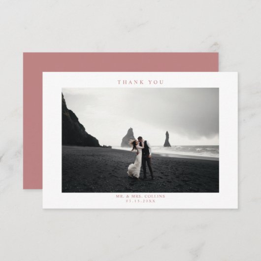 ピンク結婚の写真サンキューカード サンキューカード (正面/裏面)