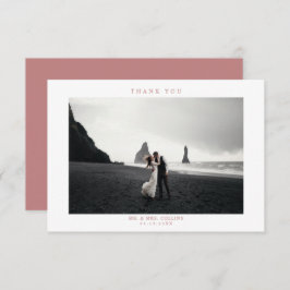 ピンク結婚の写真サンキューカード サンキューカード