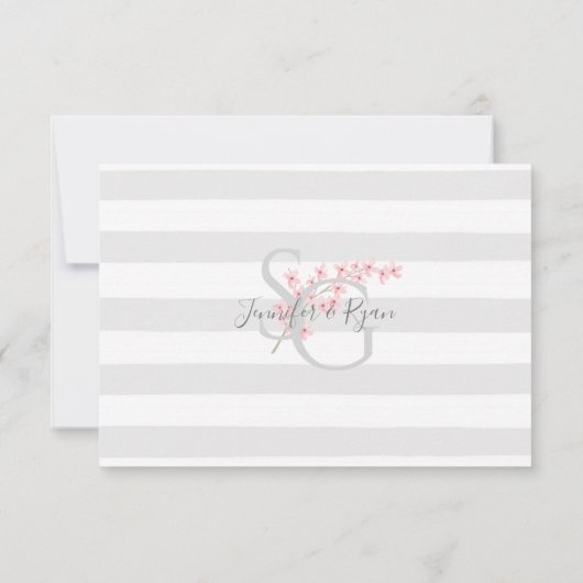 ピンク結婚の反応 招待状 (裏面)