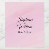 ピンク結婚の名前と日付 ワインラベル (シングルラベル)