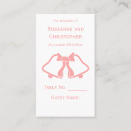 ピンク結婚の場所設定カードベルリボン プレイスカード