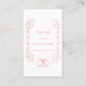 ピンク結婚の座席表ベルズスクロール プレイスカード (正面)