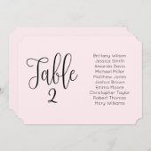 ピンク結婚の座席表。赤面モダン景観 招待状 (正面/裏面)