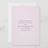 ピンク結婚の弓の縁ど弦 招待状 (裏面)