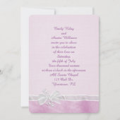 ピンク結婚の弓の縁ど弦 招待状 (正面)