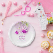 ピンク結婚の明るい赤紫色水彩画紙 ペーパープレート (パーティー)