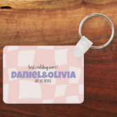 ピンク結婚の正方形 キーホルダー (正面)