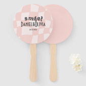 ピンク結婚の正方形 ハンドファン (正面&裏面)