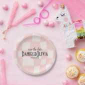 ピンク結婚の正方形 ペーパープレート (パーティー)