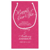 ピンク結婚の白いレースの後で幸せにバッグ スモールペーパーバッグ (裏面)