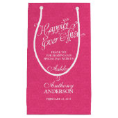 ピンク結婚の白いレースの後で幸せにバッグ スモールペーパーバッグ (正面)