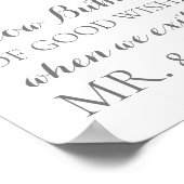 ピンク結婚の花の願いの泡のサイン ポスター (角)