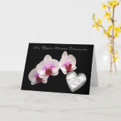 ピンク結婚の蘭でギリシャ語のお祝い カード (黄色い花)