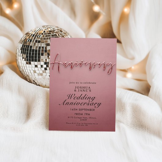 ピンク結婚の記念日 招待状