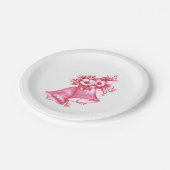 ピンク結婚の鐘 ペーパープレート (アングル)