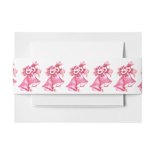 ピンク結婚の鐘 招待状ベリーバンド (正面例)