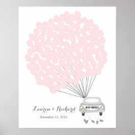 ピンク結婚の風船を使ったゲストブックオルタナティブ ポスター