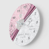 ピンク結婚の5周年記念 ラージ壁時計 (傾斜)