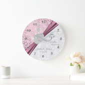 ピンク結婚の5周年記念 ラージ壁時計 (ホーム)