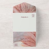 ピンク結婚のN一招待状かわいらし オールインワン招待状 (外側)