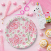 ピンク結婚カーネーション ペーパープレート (パーティー)