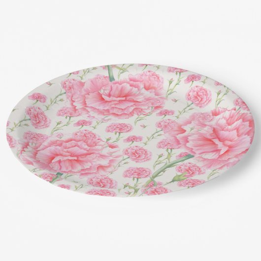 ピンク結婚カーネーション ペーパープレート (アングル)