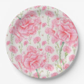 ピンク結婚カーネーション ペーパープレート (正面)