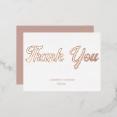 ピンク結婚サンキューカード金ゴールド 箔招待状ポストカード (正面/裏面)