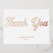 ピンク結婚サンキューカード金ゴールド 箔招待状ポストカード (正面)