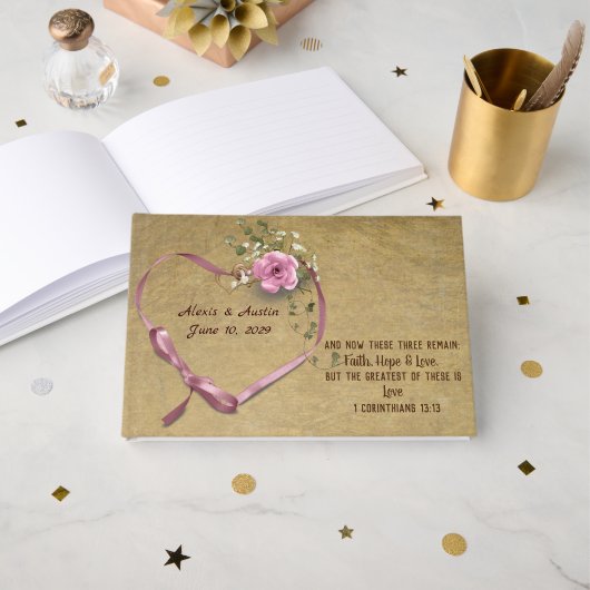 ピンク結婚ズバラ聖なる書物、 経典Verseゲストブック ゲストブック (正面見開き)